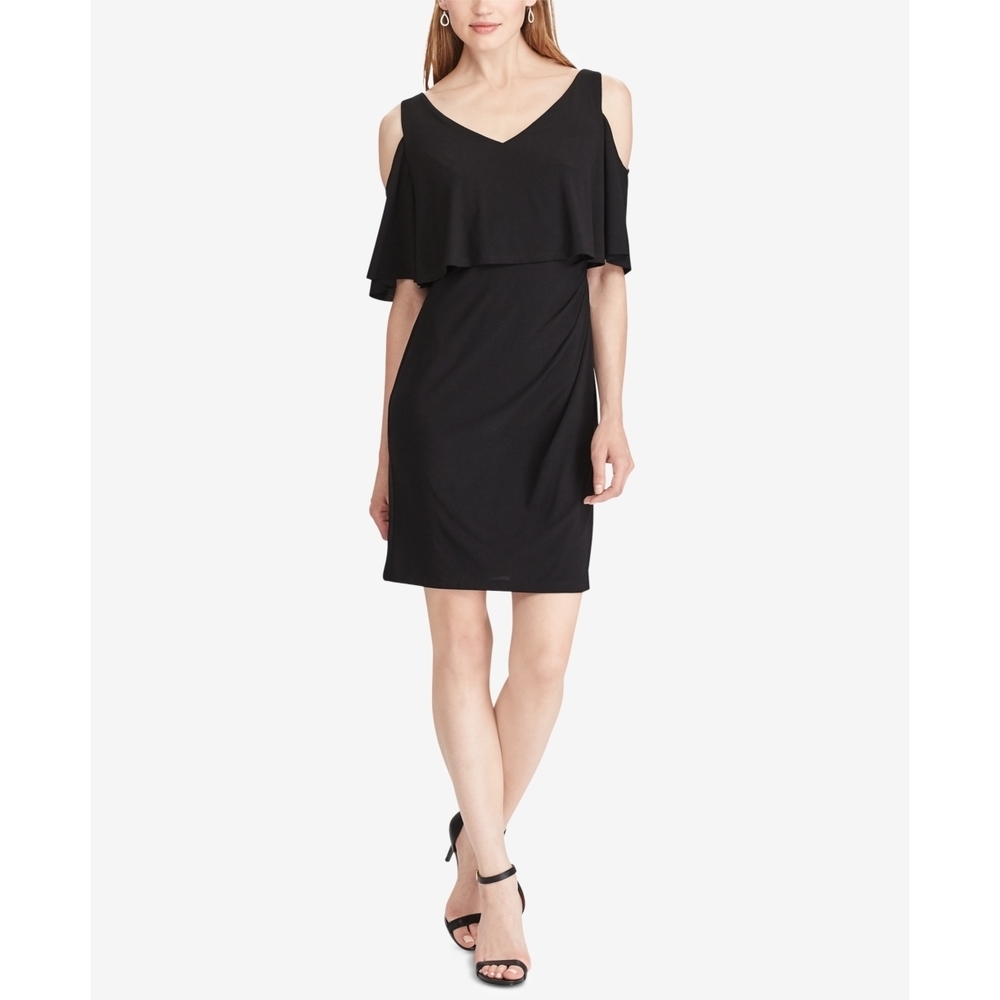 American Living Womens Cold Shoulder Popover Dress Size:18 Color:Black